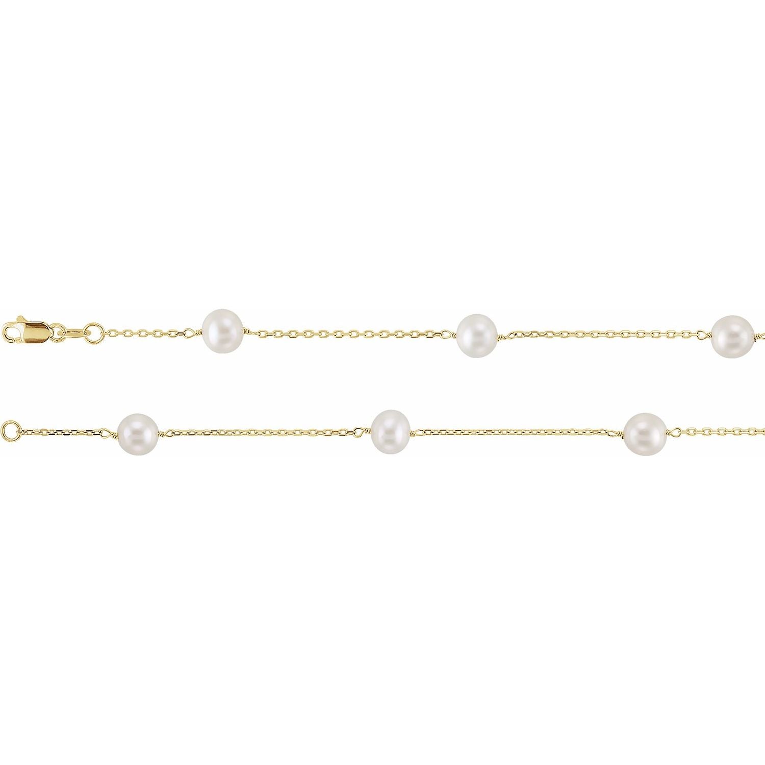 Freshwater Pearl 14-Station Necklace in 14K Yellow Gold