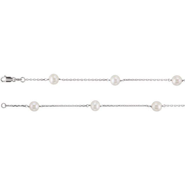 freshwater pearl 14-station necklace in 14k white gold, 18"