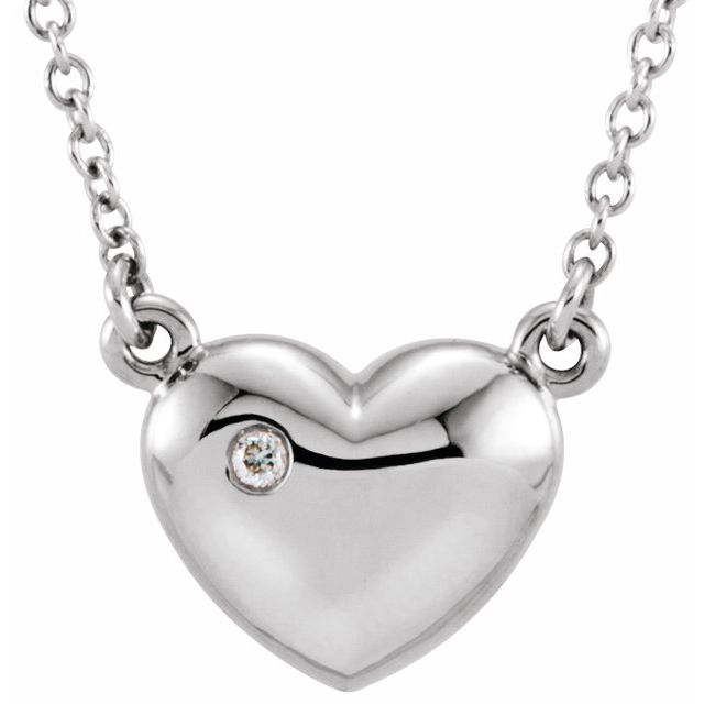diamond accent heart necklace in 14k white gold