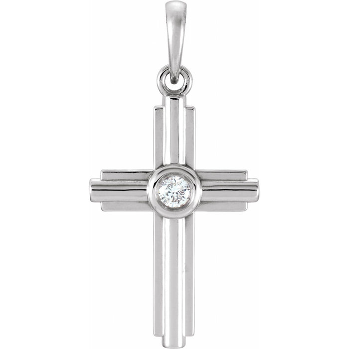 Bright-Set Diamond Cross Necklace in 14K White Gold