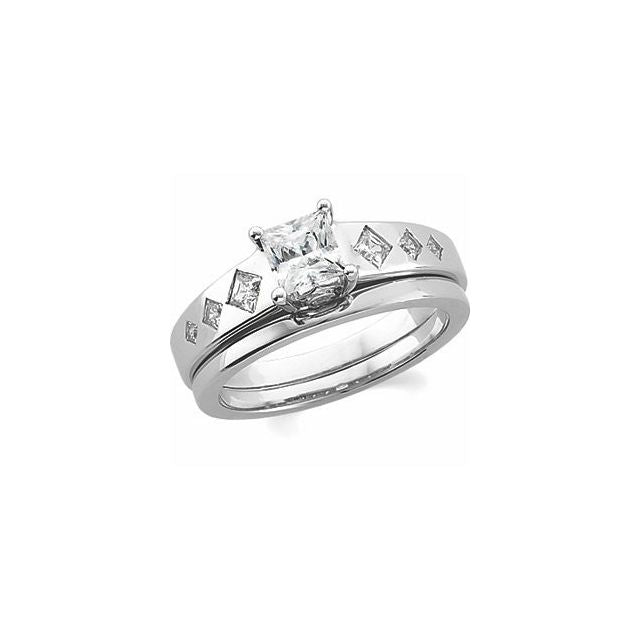 0.7 ct Princess Lab-Grown Diamond Pave Solitaire Engagement Ring