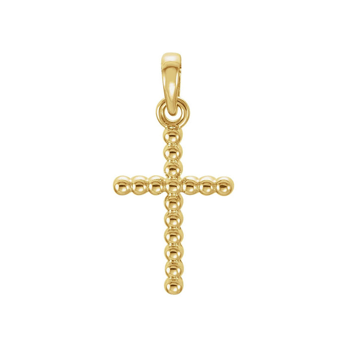 Beaded Cross Pendant in 14K Yellow Gold