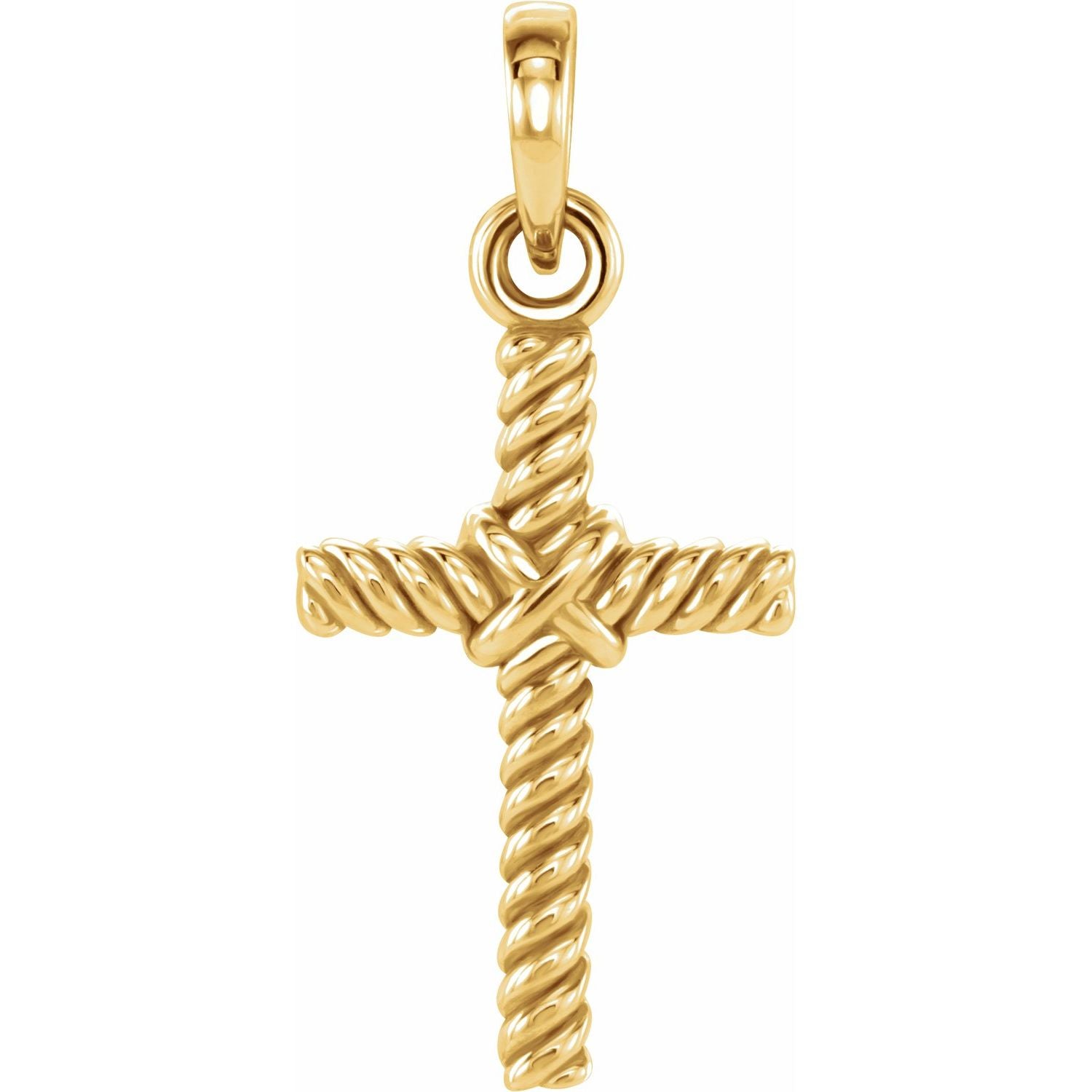 Rope-Textured Cross Pendant in 14K Yellow Gold