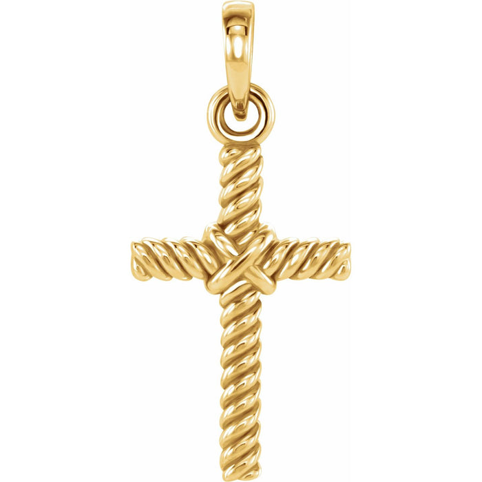 Rope-Textured Cross Pendant in 14K Yellow Gold