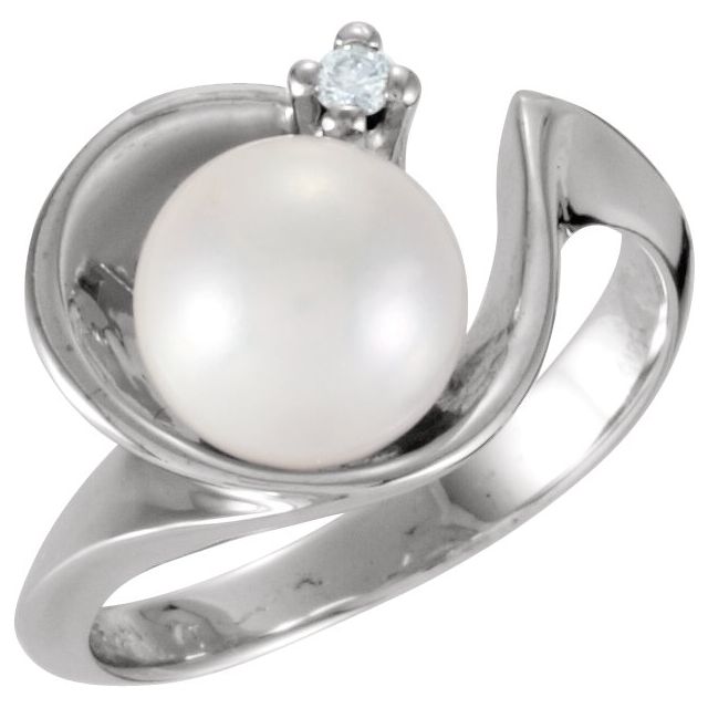 black pearl & diamond statement ring in 14k white gold