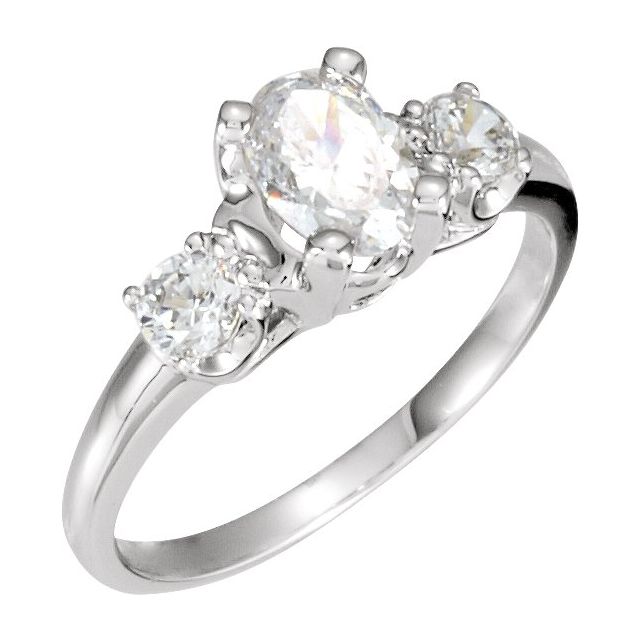 Oval Garnet Three Stone Engagement Ring