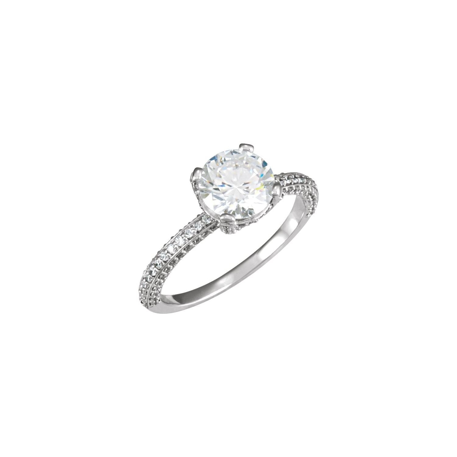 Round Pavé Moissanite Engagement Ring