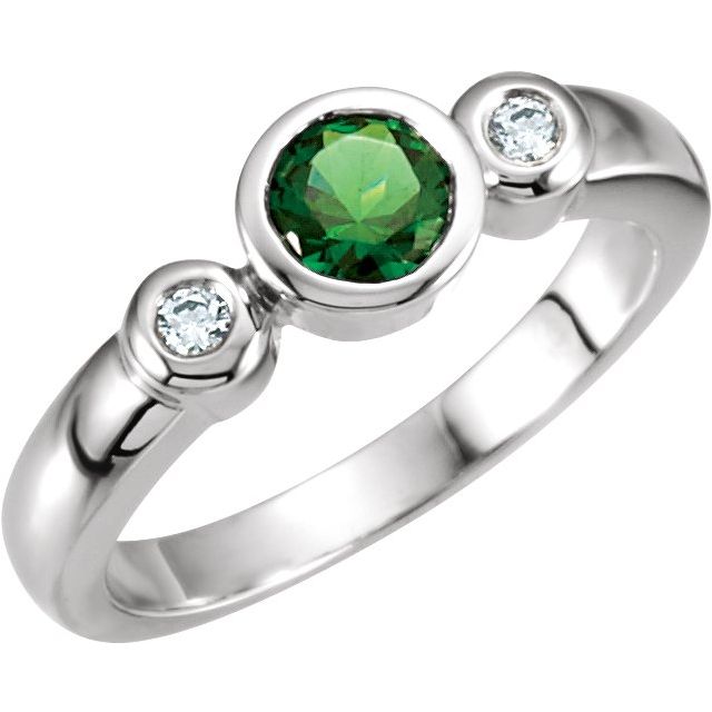 Triad Bezel Three-Stone Round Moonstone Ring