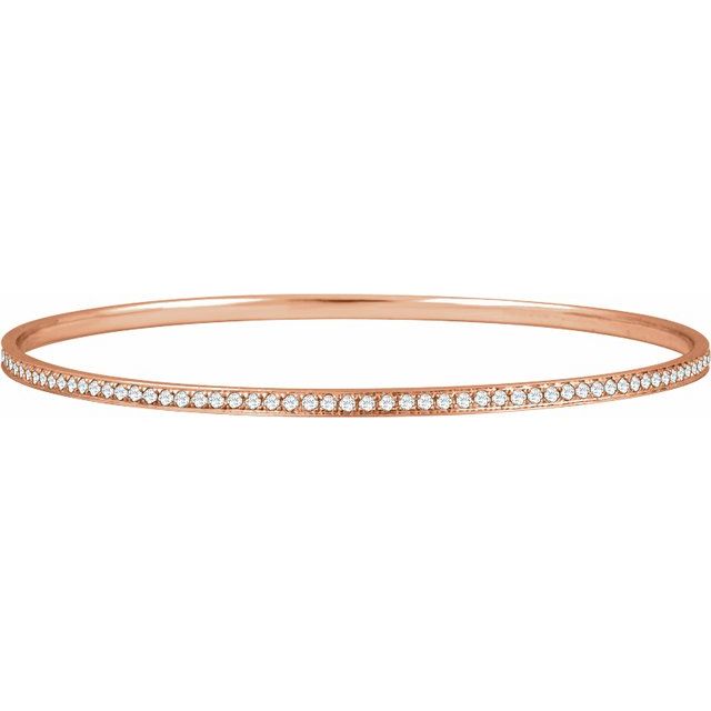 shared-prong diamond bangle bracelet in 14k rose gold