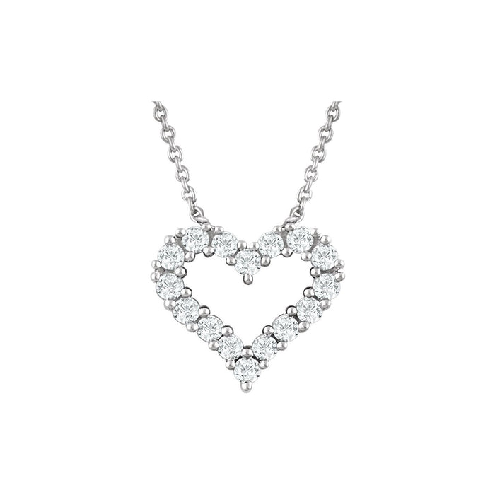14K White Gold 1/4 ct natural diamond heart pendant necklace