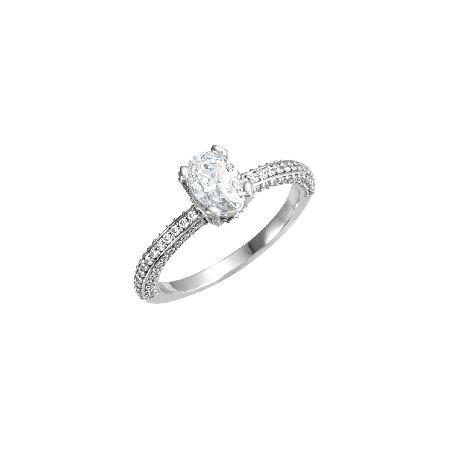 Oval Pavé Moissanite Engagement Ring