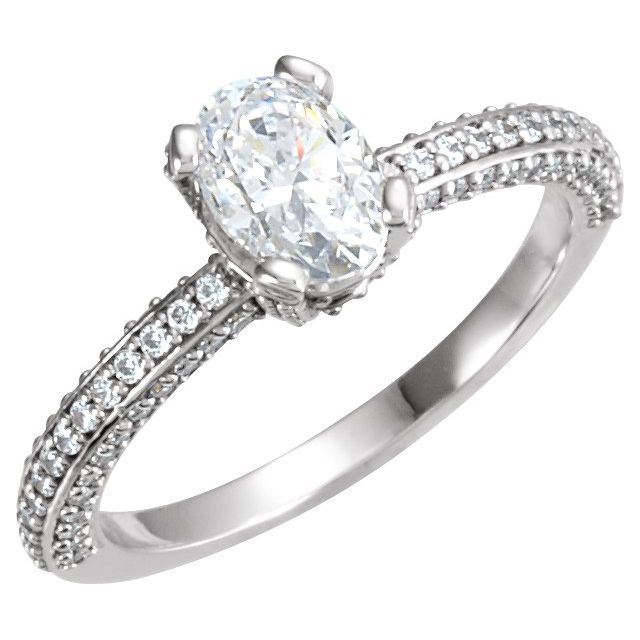 Oval Blue Sapphire Pave Engagement Ring