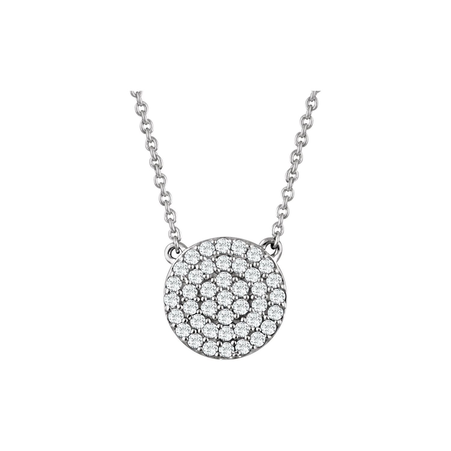 14K White Gold 1/3 ct natural diamond cluster pendant necklace