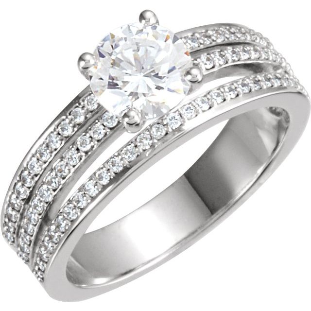 0.9 ct Round Lab-Grown Diamond Cathedral Pavé Engagement Ring