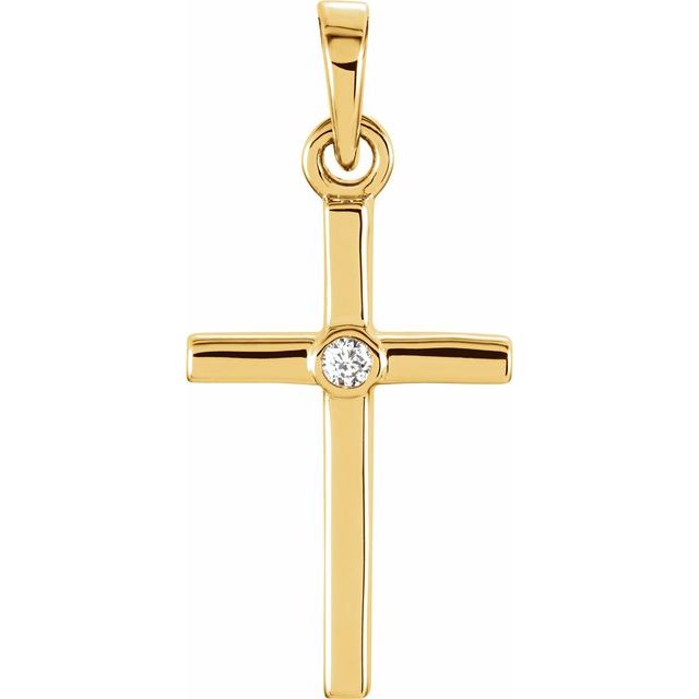 diamond-accented cross pendant in 14k yellow gold
