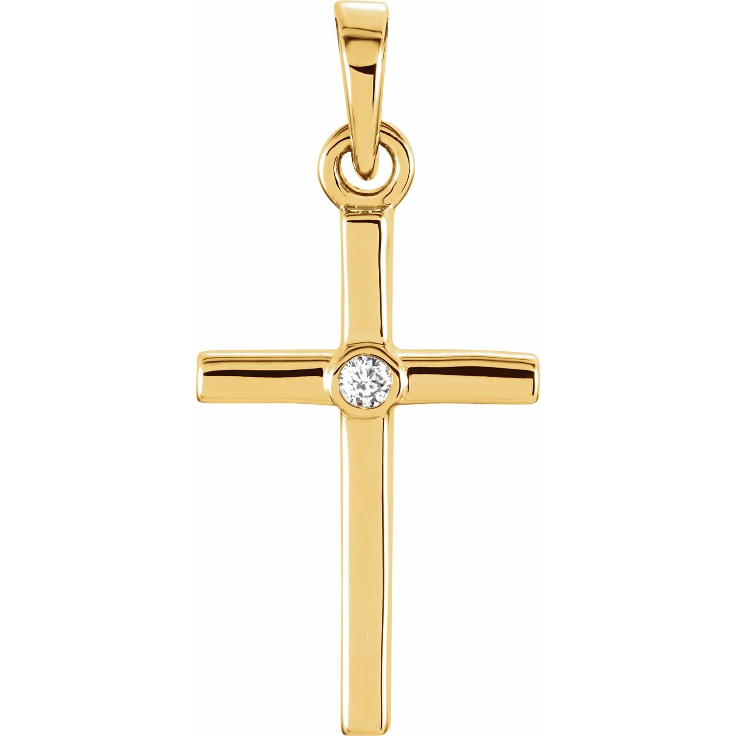 Diamond-Accented Cross Pendant in 14K Yellow Gold