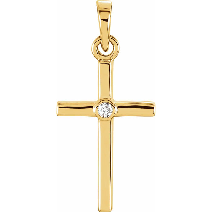 Diamond-Accented Cross Pendant in 14K Yellow Gold