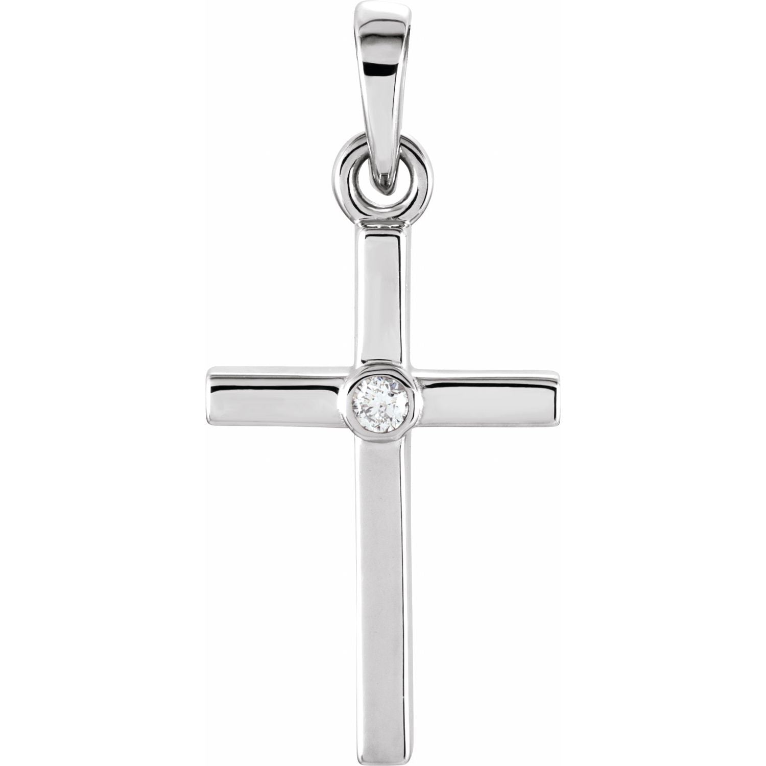 Diamond-Accented Gold Cross Necklace in 14K White Gold