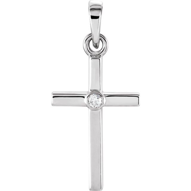 diamond-accented cross pendant in 14k white gold