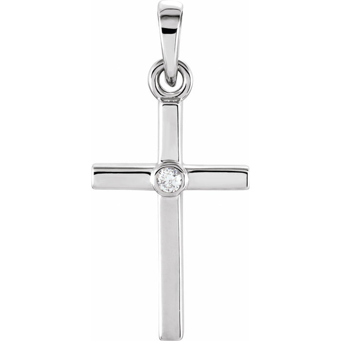 Diamond-Accented Gold Cross Necklace in 14K White Gold