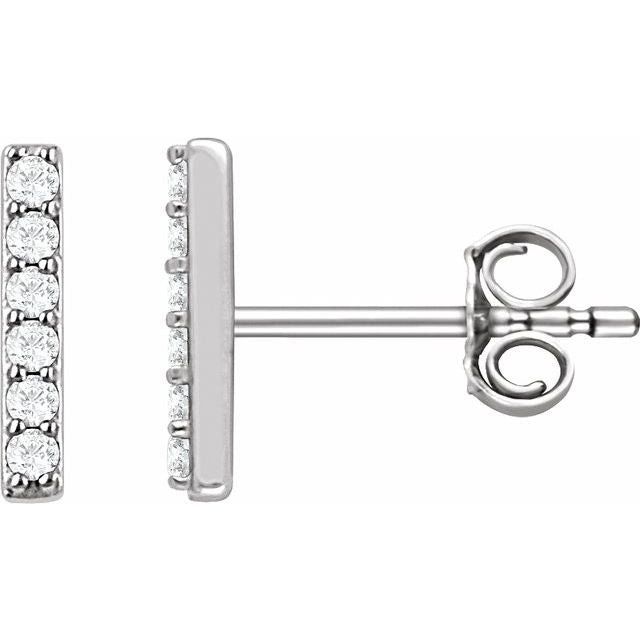 lab-grown diamond bar stud earrings in 14k white gold