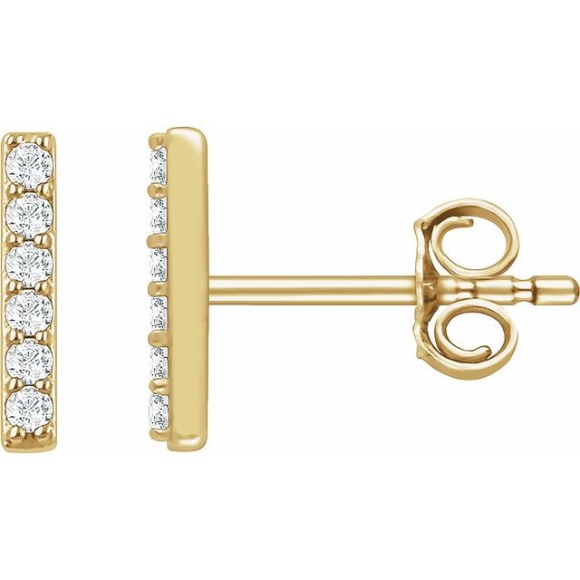 lab-grown diamond bar stud earrings in 14k yellow gold