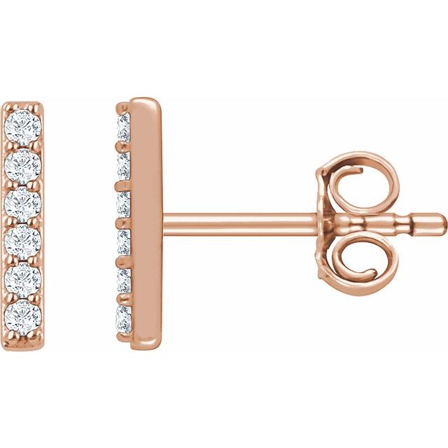 lab-grown diamond bar stud earrings in 14k rose gold