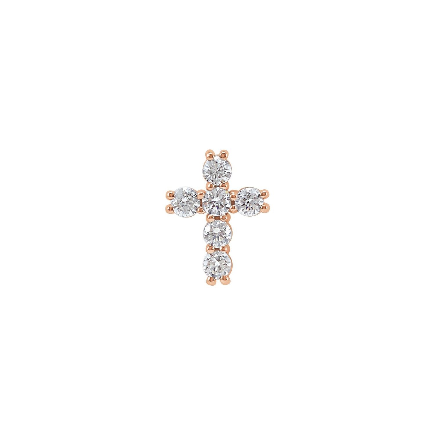 Pave Diamond Cathedral Cross Pendant in 14K Rose Gold