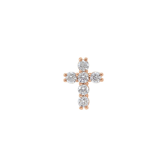 Pave Diamond Cathedral Cross Pendant in 14K Rose Gold