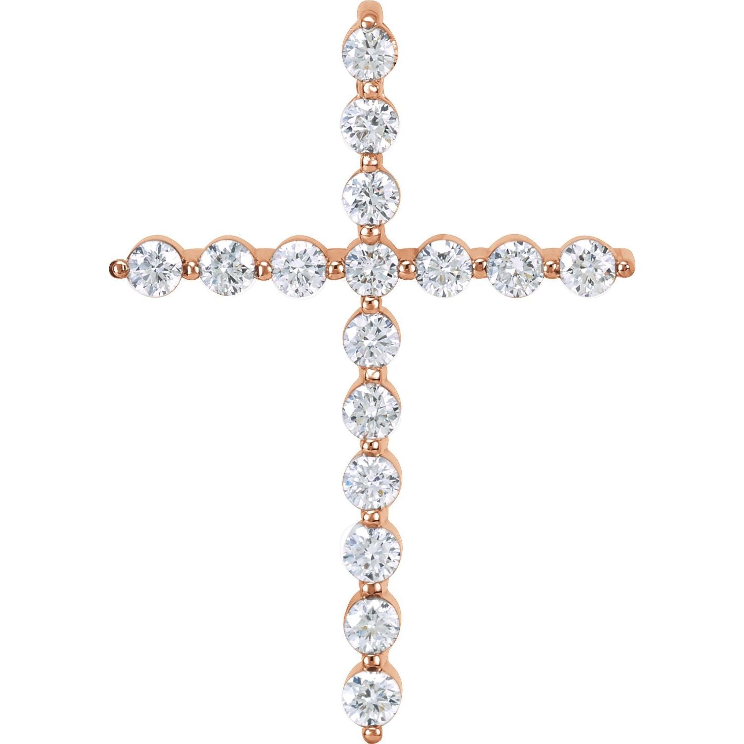 Half-Carat Diamond Cross Pendant in 14K Rose Gold