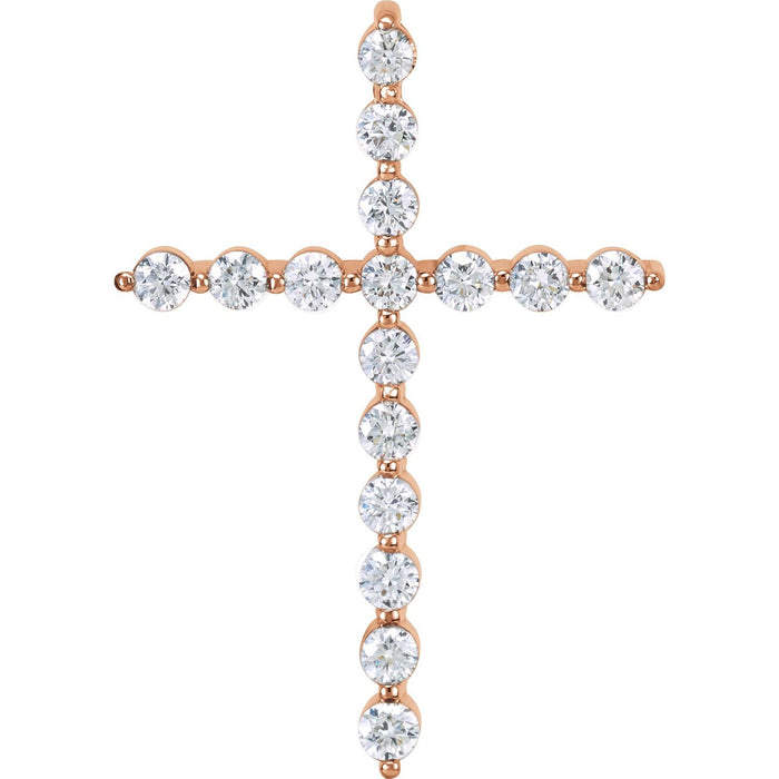 Half-Carat Diamond Cross Pendant in 14K Rose Gold