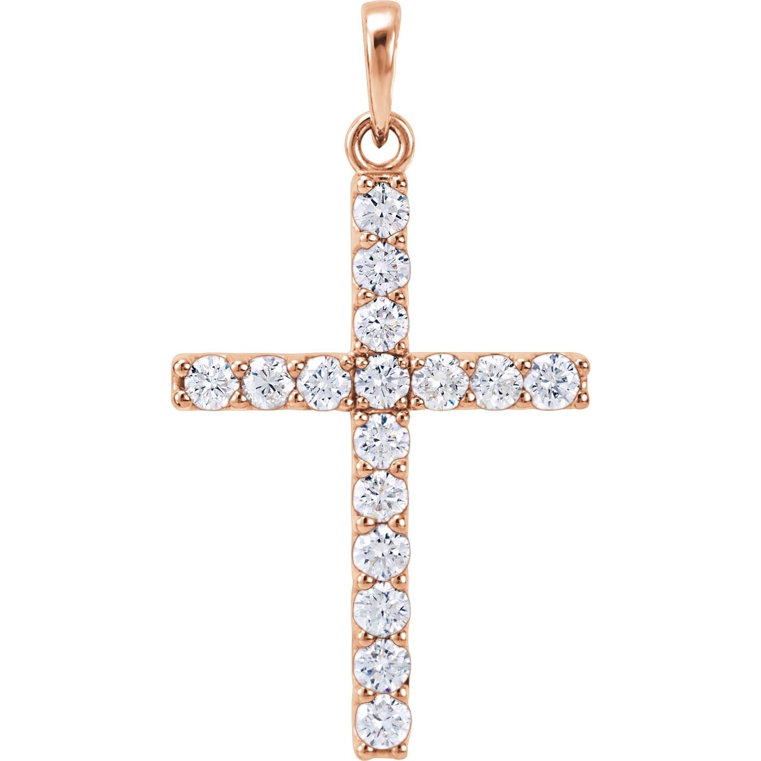 Grand Diamond Cross Pendant in 14K Rose Gold