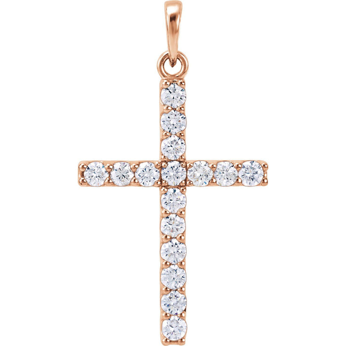 Grand Diamond Cross Pendant in 14K Rose Gold