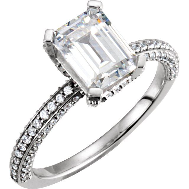 1.6 ct Emerald Lab-Grown Diamond Pavé-Accented Engagement Ring