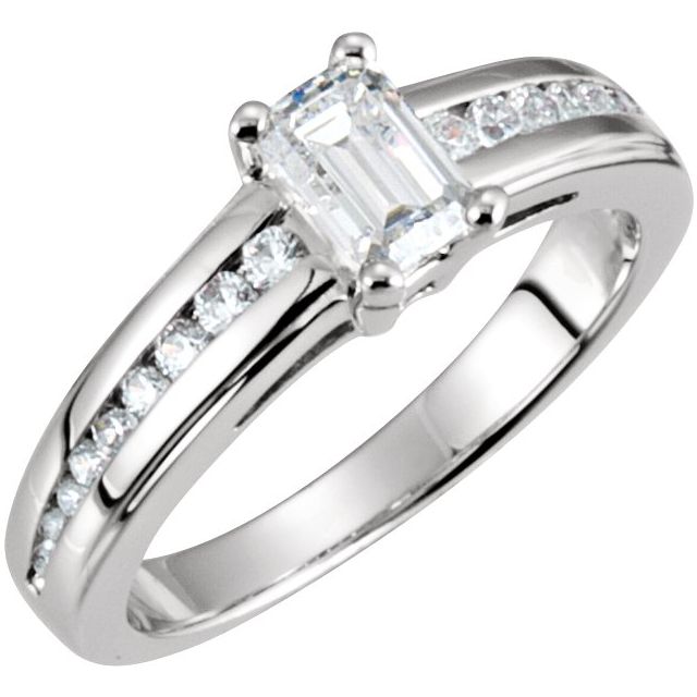 0.7 ct Emerald Lab-Grown Diamond Pavé-Accented Engagement Ring