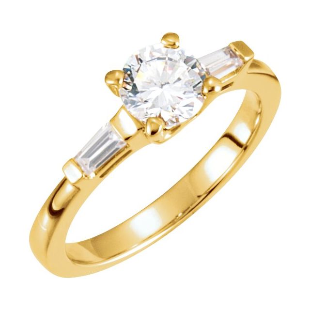 2.4 ct Round Lab-Grown Diamond Engagement Ring with Baguette Sides