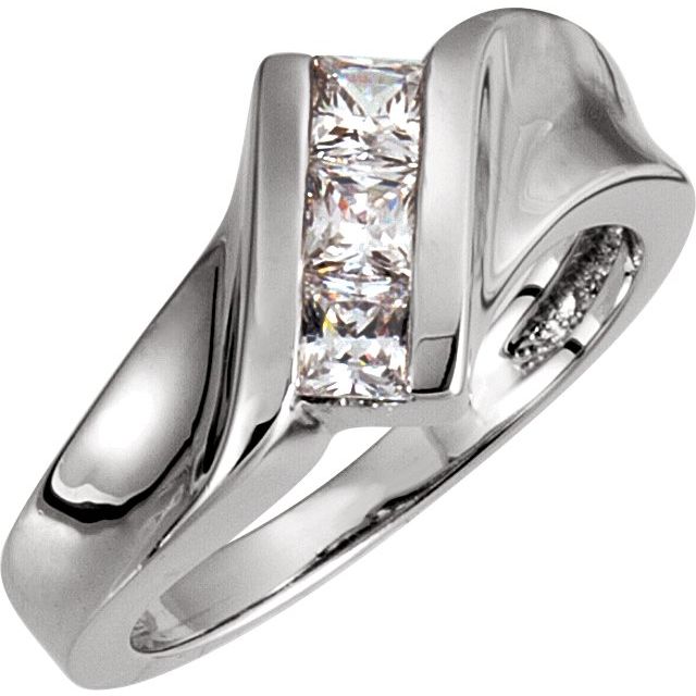 Princess Emerald Freeform Three-Stone Ring