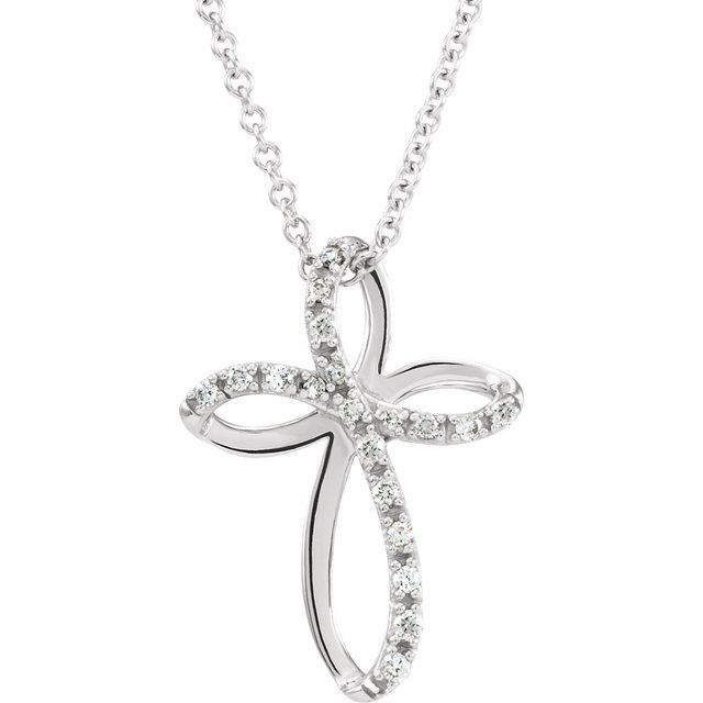 beaded diamond cross necklace in 14k yellow gold