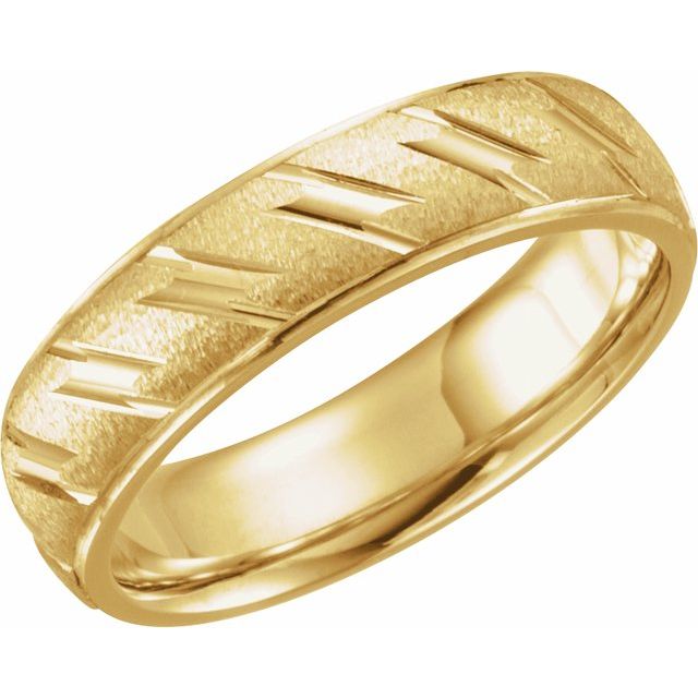 Diagonal-Groove Stepped-Edge Men's Wedding Band, 6 mm width