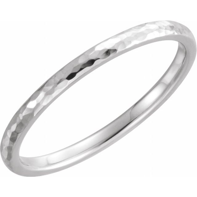 2mm comfort-fit half-round stacking band in 14K White Gold
