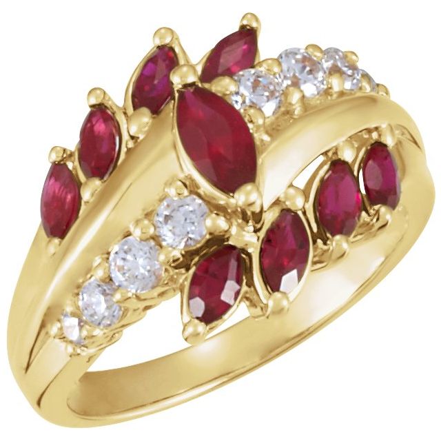 Marquise Ruby Crossover Bypass Ring