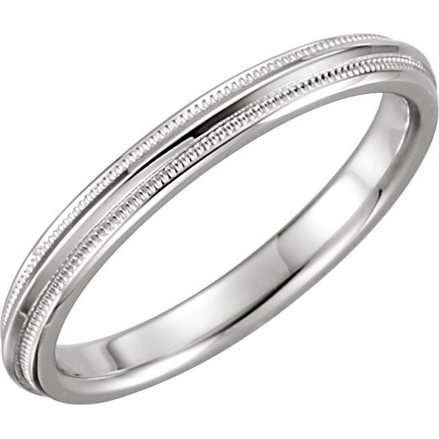 2.5mm milgrain knife-edge stacking band in Platinum