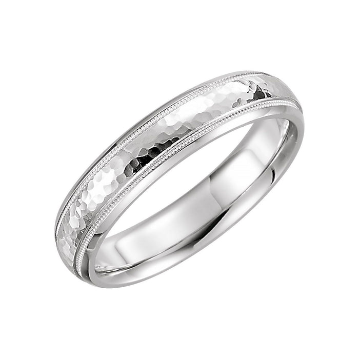 white gold milgrain edge comfort-fit half round women's wedding band