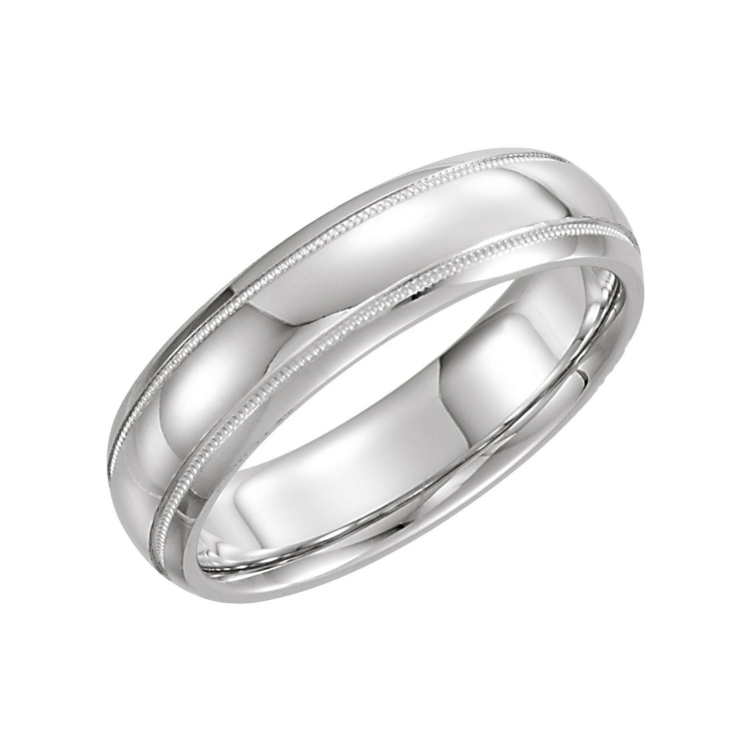 white gold milgrain comfort-fit half round band men's wedding band