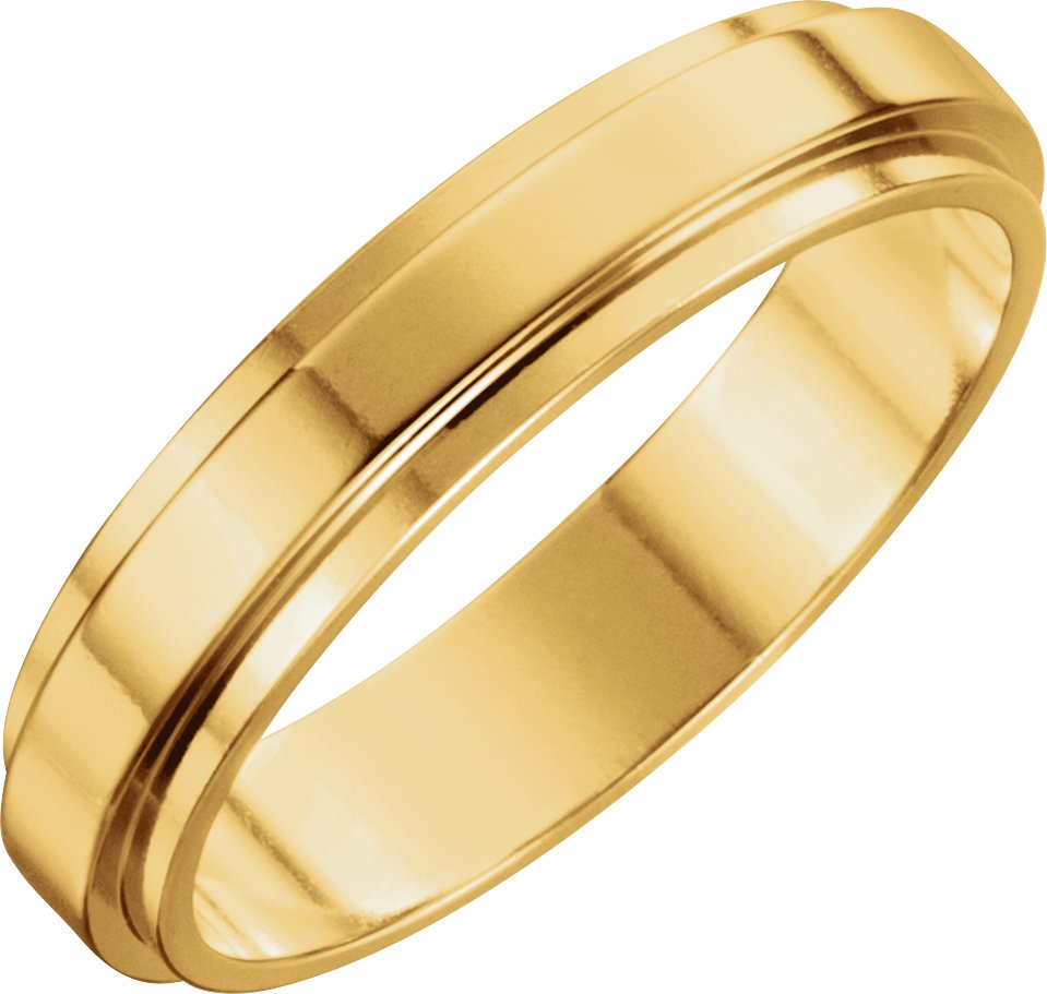 5mm stepped-edge half round wedding band in 18K Yellow Gold