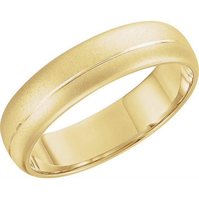 Grooved Domed Men's Wedding Band, 6 mm width