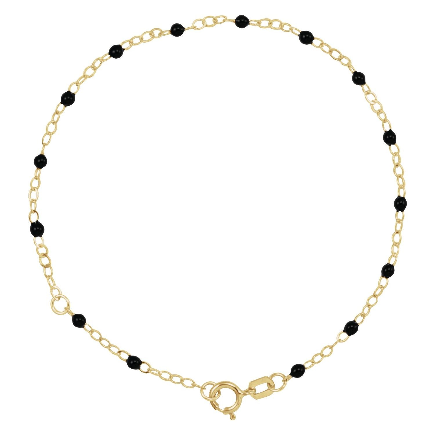 2mm Black Enamel Bead Adjustable Chain Necklace | Diamond & Sapphire