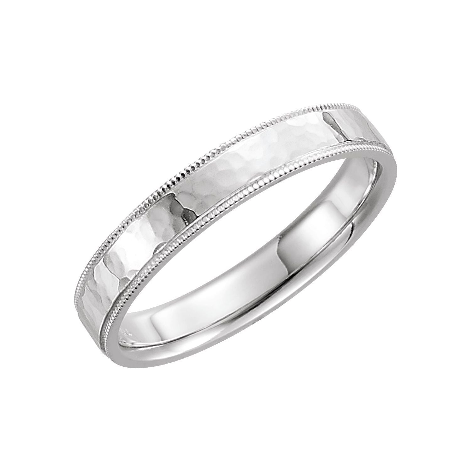 2mm Milgrain-Edge Flat Stacking Band in White Gold