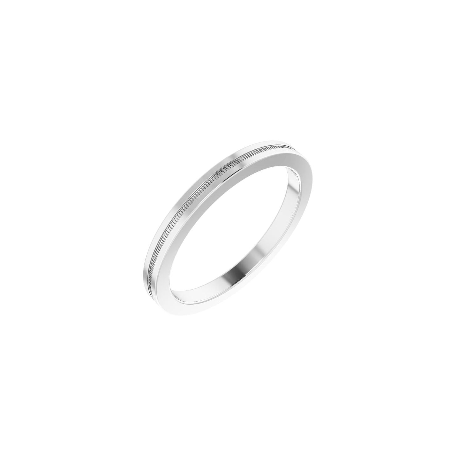 2mm Milgrain Grooved Stacking Band in White Gold