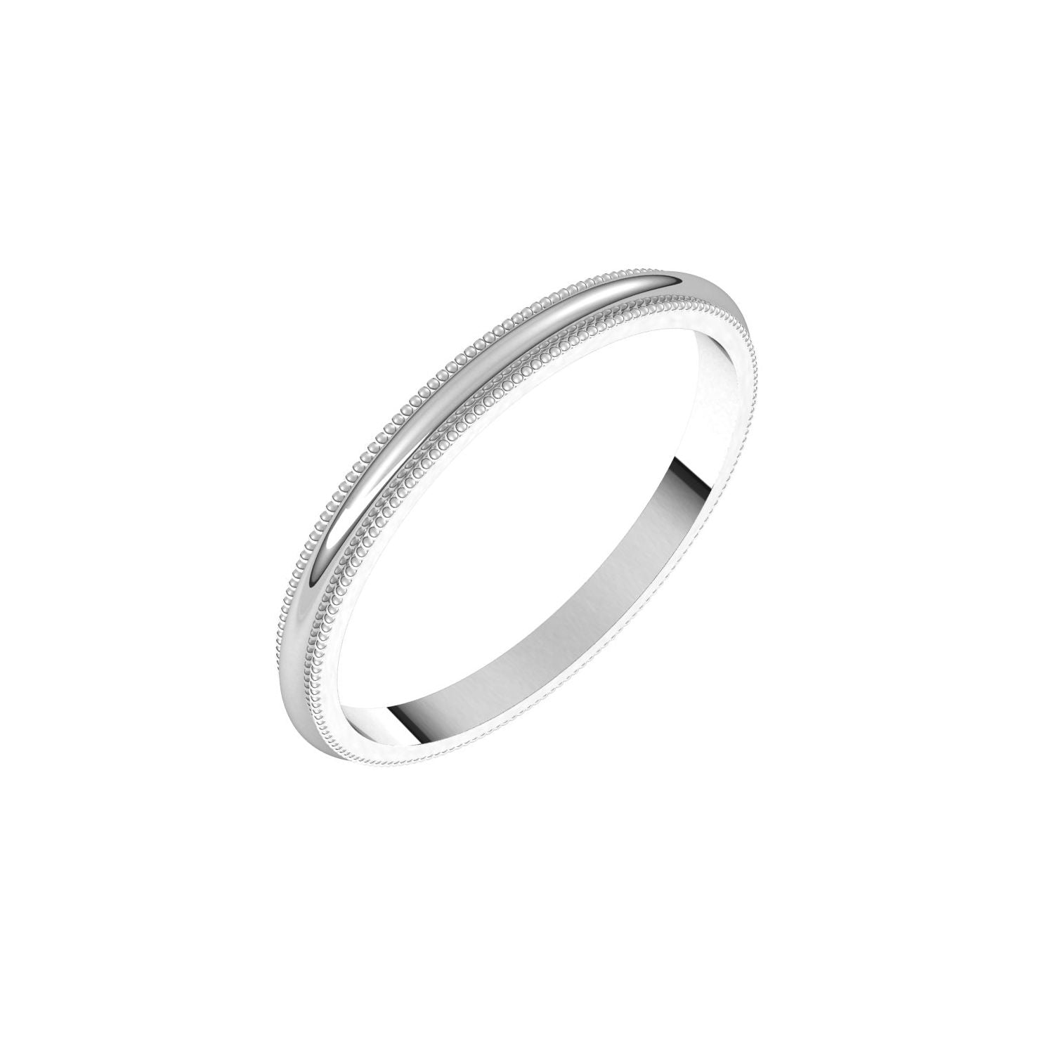 2mm Milgrain Half-Round Stacking Ring in White Gold